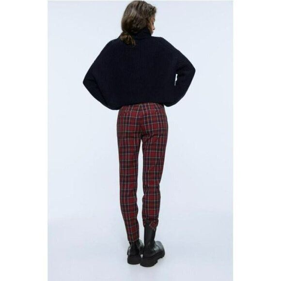 Zara Gingham Checked Flared Pants Plaid High Waisted Size Small - Picture 10 of 16